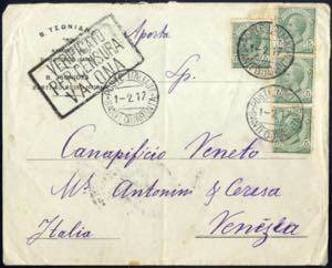 1917, lettera da Santi Quaranta (Grecia) il ... 