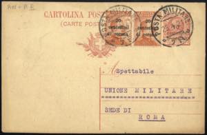 1921, cartolina postale da 10 c. su 10 c. ... 
