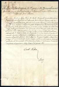1815, Decreto a firma autografa di Carlo ... 
