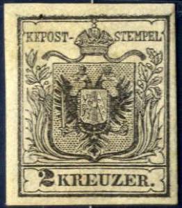 1850, Wappenzeichnung, 2 Kr grauschwarz ... 