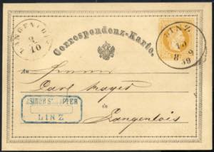 1869, drei Correspondenz-Karten zu 2 Kr ... 