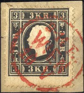 1858, Kaiserkopf nach links, 3 Kr schwarz, ... 