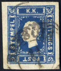 1858/59, 1,05 dunkelblau mit Teilstempel ... 