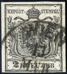1850, Wappenzeichnung, 2 Kr schwarz auf ... 