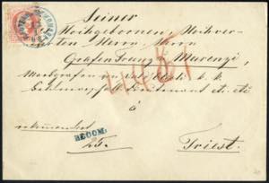 1868, eingeschriebener Brief von Mautern in ... 