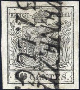1850, stemma 10 c grigio argenteo carta a ... 