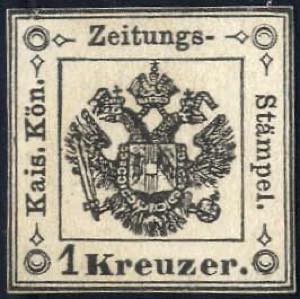 1858, stemma, 1 kr. nero nuovo senza gomma, ... 
