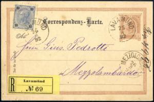 1892, Ganzsachenkarte 2 Kr. eingeschrieben ... 