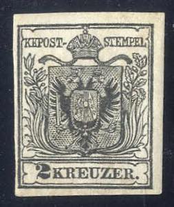 1850, 2 Kr. schwarz, MP Type IIIb, links ... 