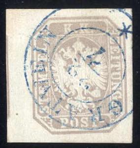 1863, 1.05 Kr. graubraun, ringsum breit- und ... 