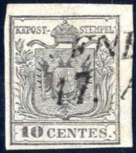 1850, 10 cent. grigio argenteo I tipo e ... 