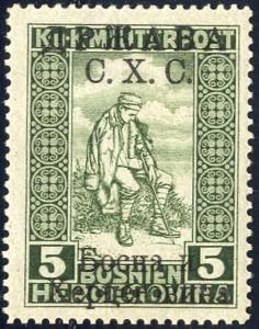 1918, Freimarken mit Aufdruck, 5+2 H grün ... 