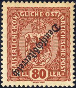1918/19, Wappen, 80 H rotbraun mit ... 