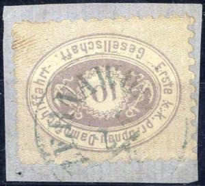 1868, 10 Kr. lilla auf kleinem Briefstück, ... 