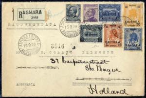1925, raccomandata del 15.9.1925 da Asmara a ... 