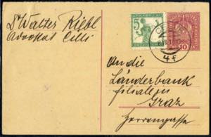 1919, Postkarte mit Werteindruck 10 H. ... 