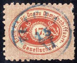1866, 17 Kr. scharlachrot Lz. 12, blauer ... 