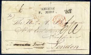 1846, Briefhülle vom 7.3.1846 von Smyrne ... 