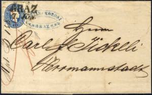 1861, Kaiserkopf nach rechts, Brief von Graz ... 