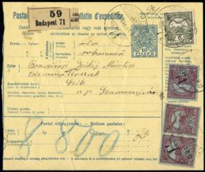 1916, Paketbegleitschein zu 10 f von ... 