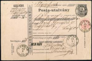 1876, Postanweisung mit Coupon zu 5 K von ... 