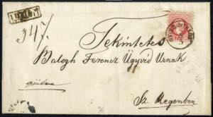 GY:SZ:MIKLOS, 1871, eingeschriebener Brief ... 