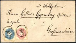 1865, 2 Briefe, einer nach Grosswardein der ... 