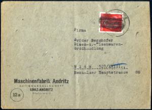 1945, Grazer Aushilfsausgabe, 12 Pf ... 