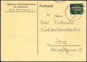 1945, Grazer Aushilfsausgabe, 5 Pf grün auf ... 