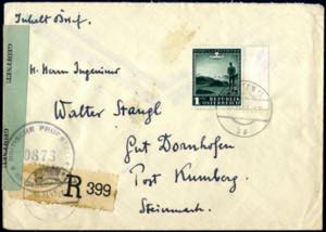 1945, Heimkehrer, 1 RM + 10 RM dunkelgrün ... 