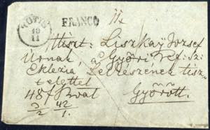 1856, Wertbrief von Totis am 19.11. nach ... 