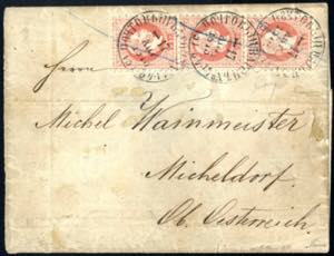 1875, Briefhülle (eine Seitenklappe fehlt), ... 