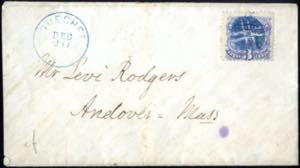 1869, Brief von Quechee (Vermont) nach ... 