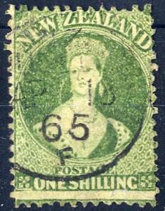 1864, one shilling green, WMK NZ, perf. 13 ... 