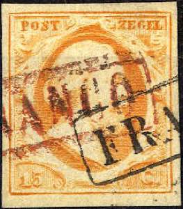 1852, König Wilhelm III, 15 c orange ... 