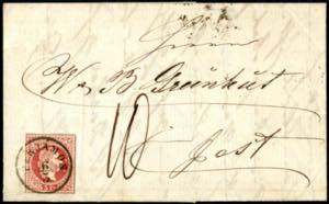 1869, Brief vom 6.3. nach Pest frankiert mit ... 