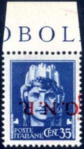 1943, 35 c. azzurro, bordo di foglio in ... 