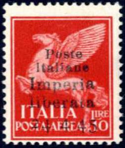 1945, Imperia, 10 L. carminio di posta aerea ... 