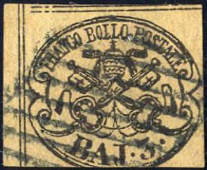 1852, 3 b. bruno rosaceo carta sottile, con ... 