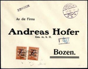 1918-19, Bolzano 3, lettera del 20.3.1919 da ... 