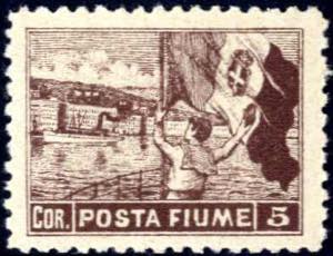 1919, 5 corone bruno Posta Fiume dent. 10 ... 