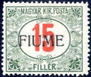 1918, segnatasse di Ungheria 15 f. verde e ... 