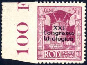 1930, 5 cent. lilla rosa soprastampato XXI ... 
