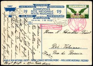 1929, Bundesfeier 1929 Flugpostkarte zu 40 ... 