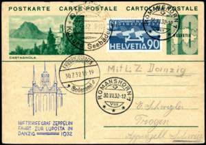 1932, LUPOSTAFAHRT nach Danzig, Postkarte ... 