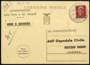 1946, cartolina postale (C111) con ... 