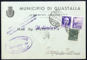 1945, cartolina del Municipio di Guastalla ... 