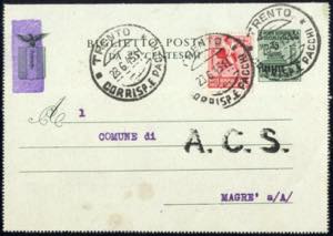 1945, biglietto postale da 25 cent. verde ... 