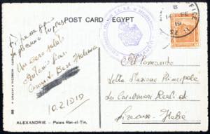 1919, Cartolina illustrata da Alessandria ... 