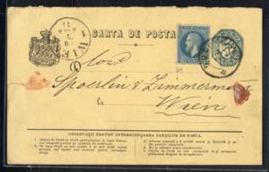 1877, Ganzsachenkarte 5 B blau von Bucuresci ... 